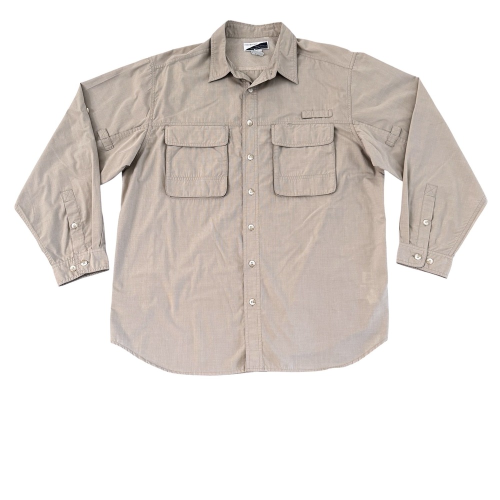 ExOfficio XL Khaki Insect Shield Ventilated Ripstop Mens Hiking Fishing Shirt - Picture 2 of 16